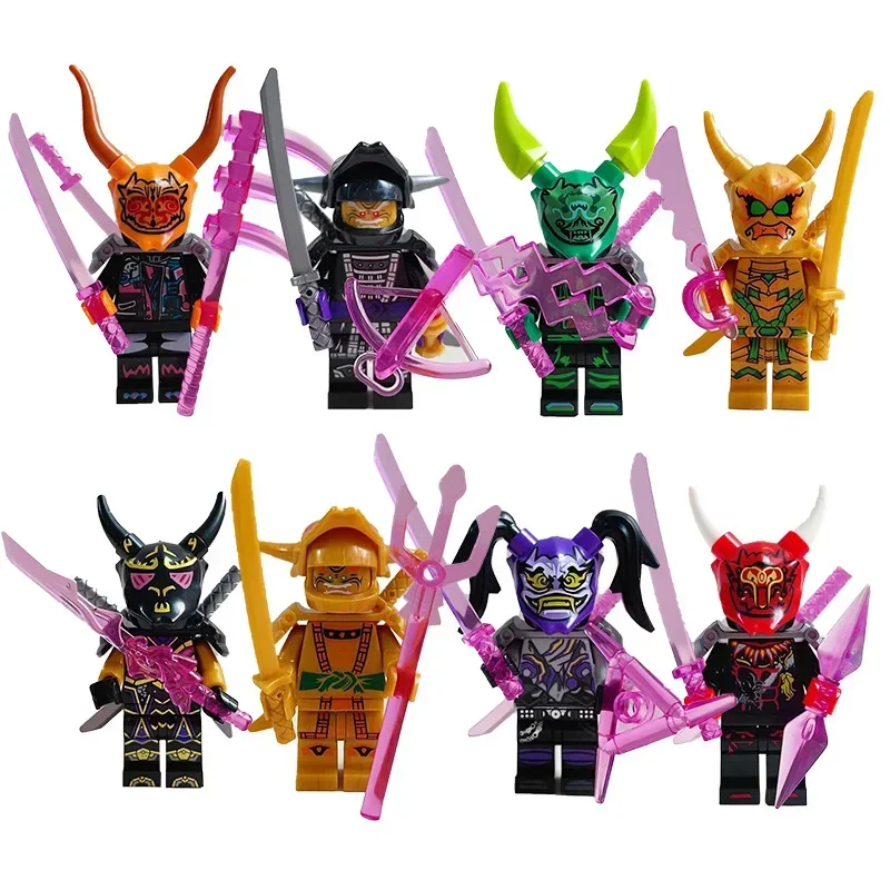 (8 pcs A) Kids Toys Building Blocks Dolls Toys Anime Mini Figures Dolls Birthday Gifts Toys for Children Cartoon Characters