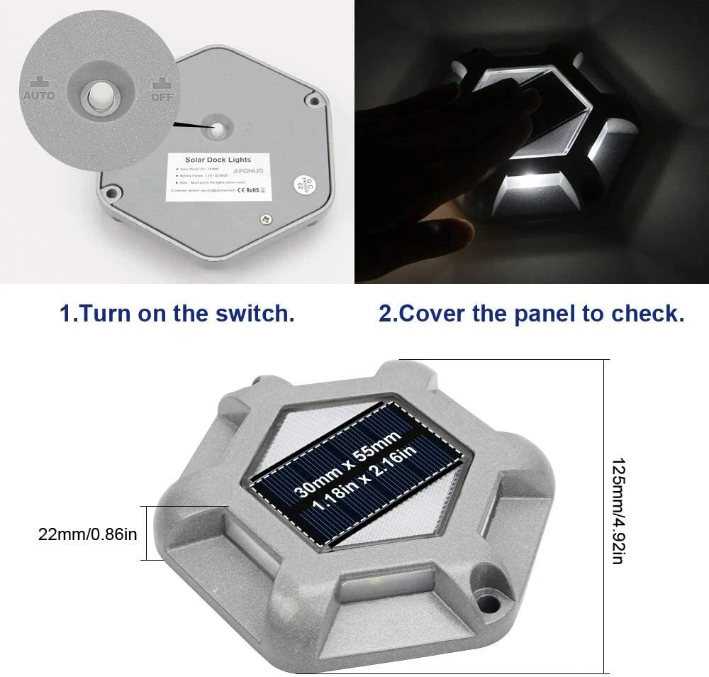Solar Dock Lights Outdoor Waterproof Outdoor Solar Deck Lights Stairs 8 Pack