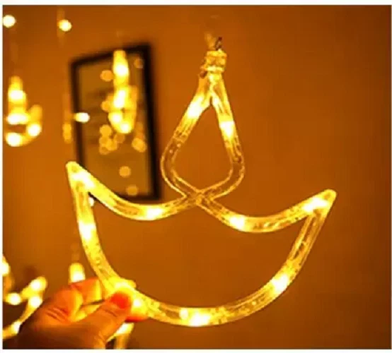 Home Delight 138 LED 2.49 m Yellow Rice Diya Lights For House Shop Decor Items