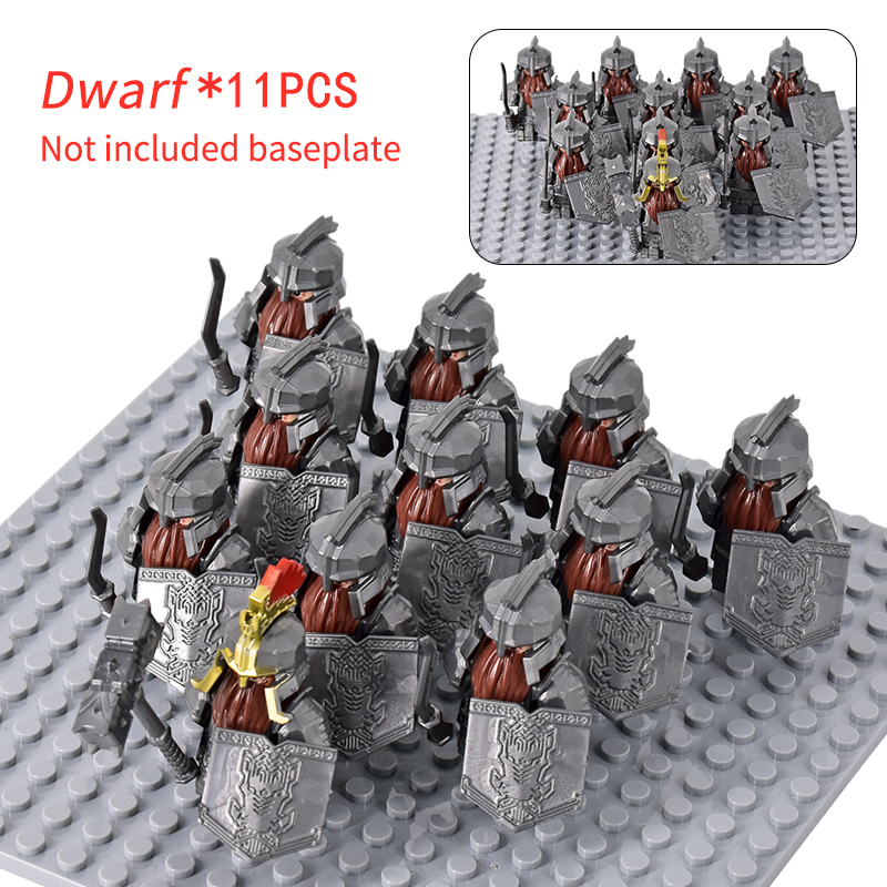 (8 PCS A) Medieval Asgard Soldier Lotr Dwarf Boar Goat Chariot Animals Figures Model Building Blocks Lord Bricks Toys Gift For Children