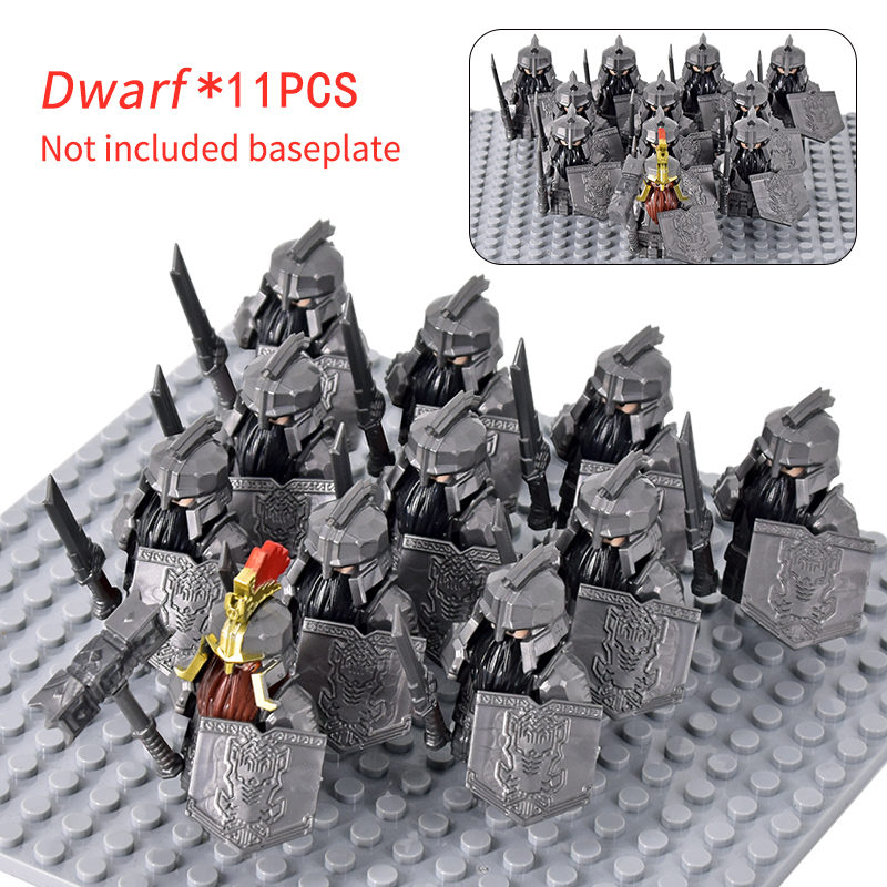 (8 PCS A) Medieval Asgard Soldier Lotr Dwarf Boar Goat Chariot Animals Figures Model Building Blocks Lord Bricks Toys Gift For Children