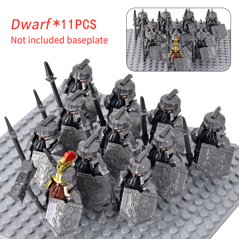 (8 PCS A) Medieval Asgard Soldier Lotr Dwarf Boar Goat Chariot Animals Figures Model Building Blocks Lord Bricks Toys Gift For Children