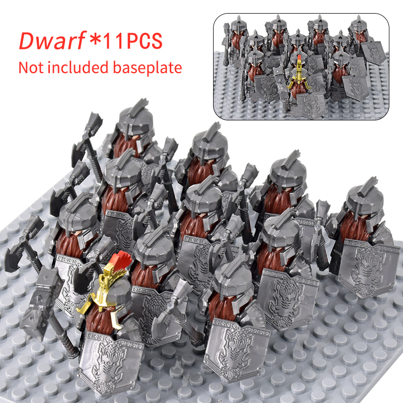 (8 PCS A) Medieval Asgard Soldier Lotr Dwarf Boar Goat Chariot Animals Figures Model Building Blocks Lord Bricks Toys Gift For Children