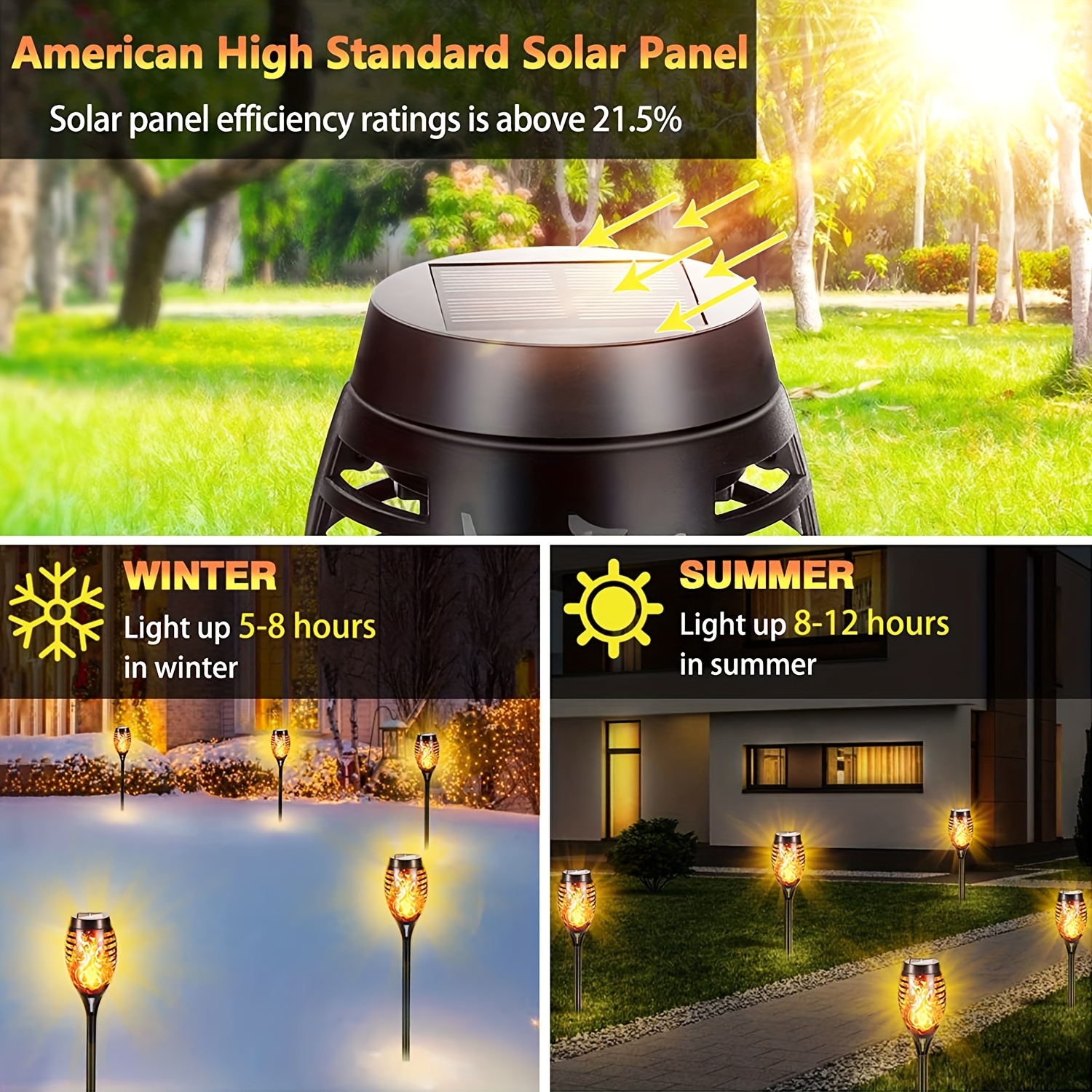 (Blue)  Solar Garden Flame Lights Flickering Flame Lamp Outdoor Lawn Light Waterproof Courtyard Helloween Decoration Lighting