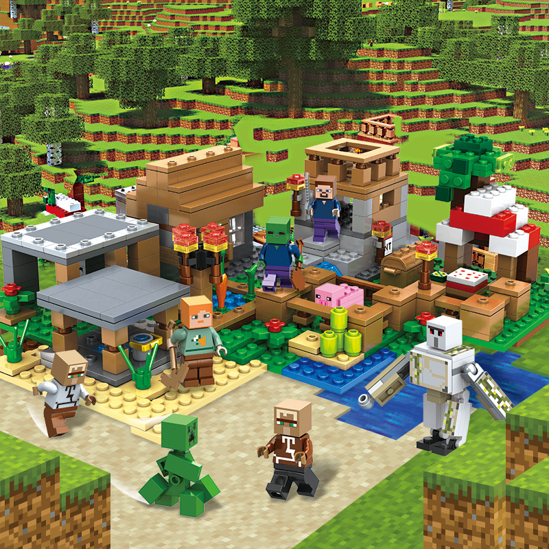 (Office Cave) Kids Toys DIY Minecraft My World Series Figure Bricks Tree House Building Blocks Birthday Gifts