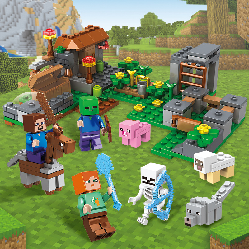 (Office Cave) Kids Toys DIY Minecraft My World Series Figure Bricks Tree House Building Blocks Birthday Gifts