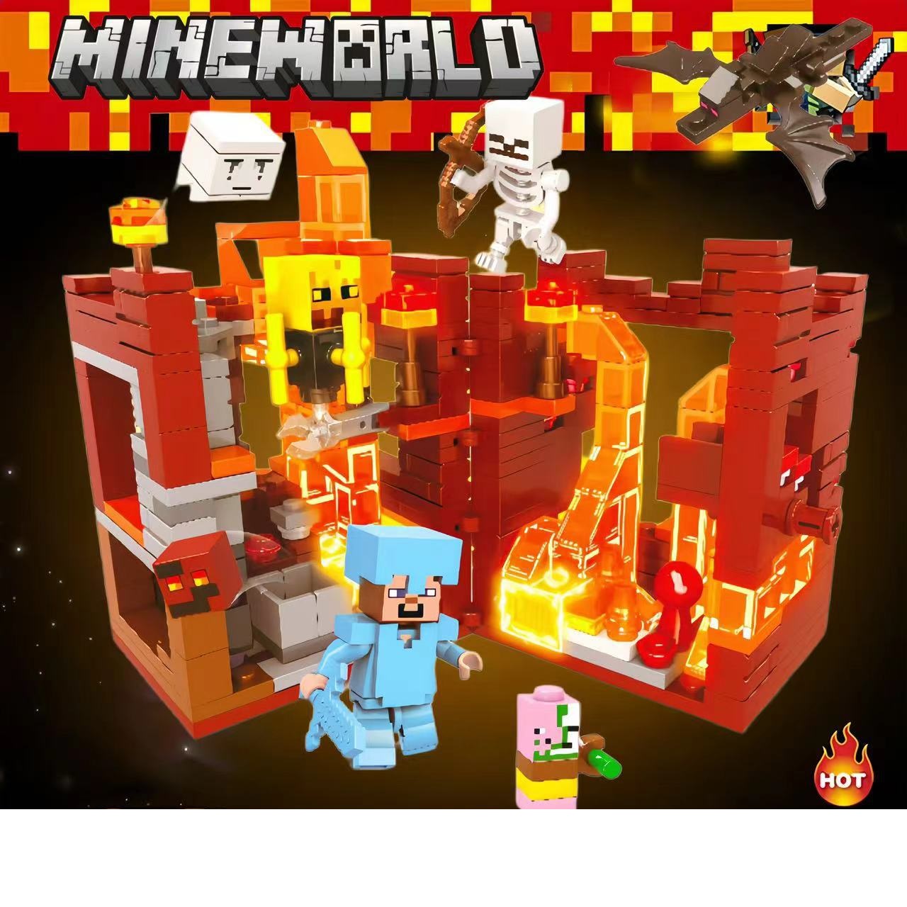 (Office Cave) Kids Toys DIY Minecraft My World Series Figure Bricks Tree House Building Blocks Birthday Gifts