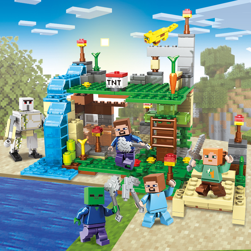 (Office Cave) Kids Toys DIY Minecraft My World Series Figure Bricks Tree House Building Blocks Birthday Gifts