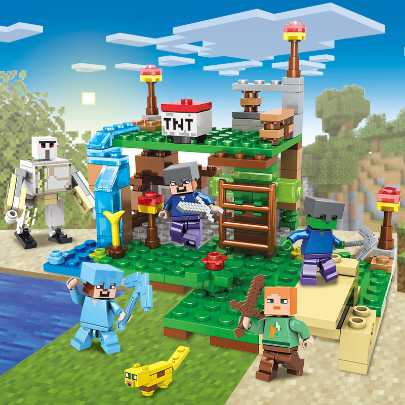 (Office Cave) Kids Toys DIY Minecraft My World Series Figure Bricks Tree House Building Blocks Birthday Gifts
