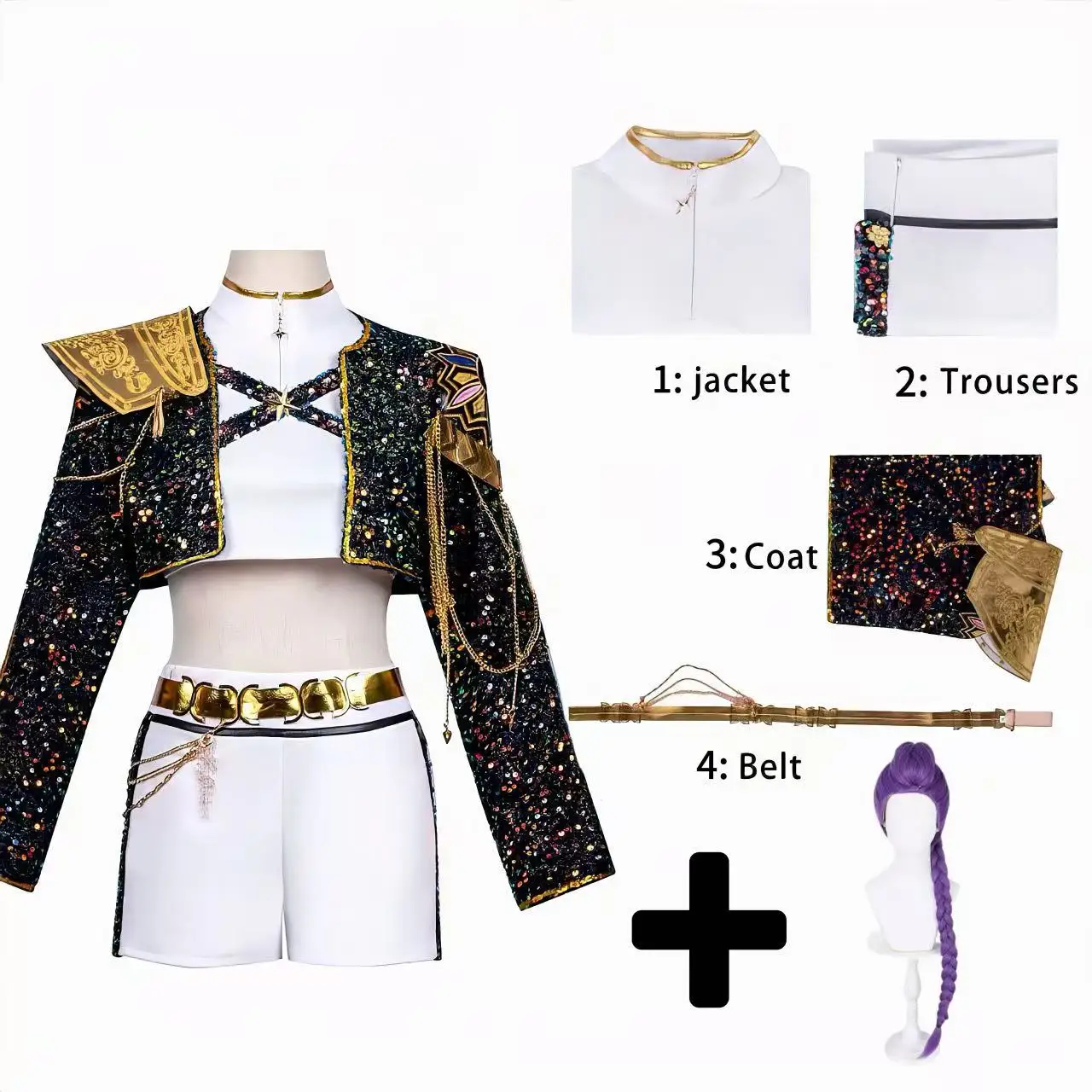 (150CM) Kids Birthday Role Play Costume Rumi Zoey Mira Stage Performance Outfit for Little Girls Celebration Dress Up