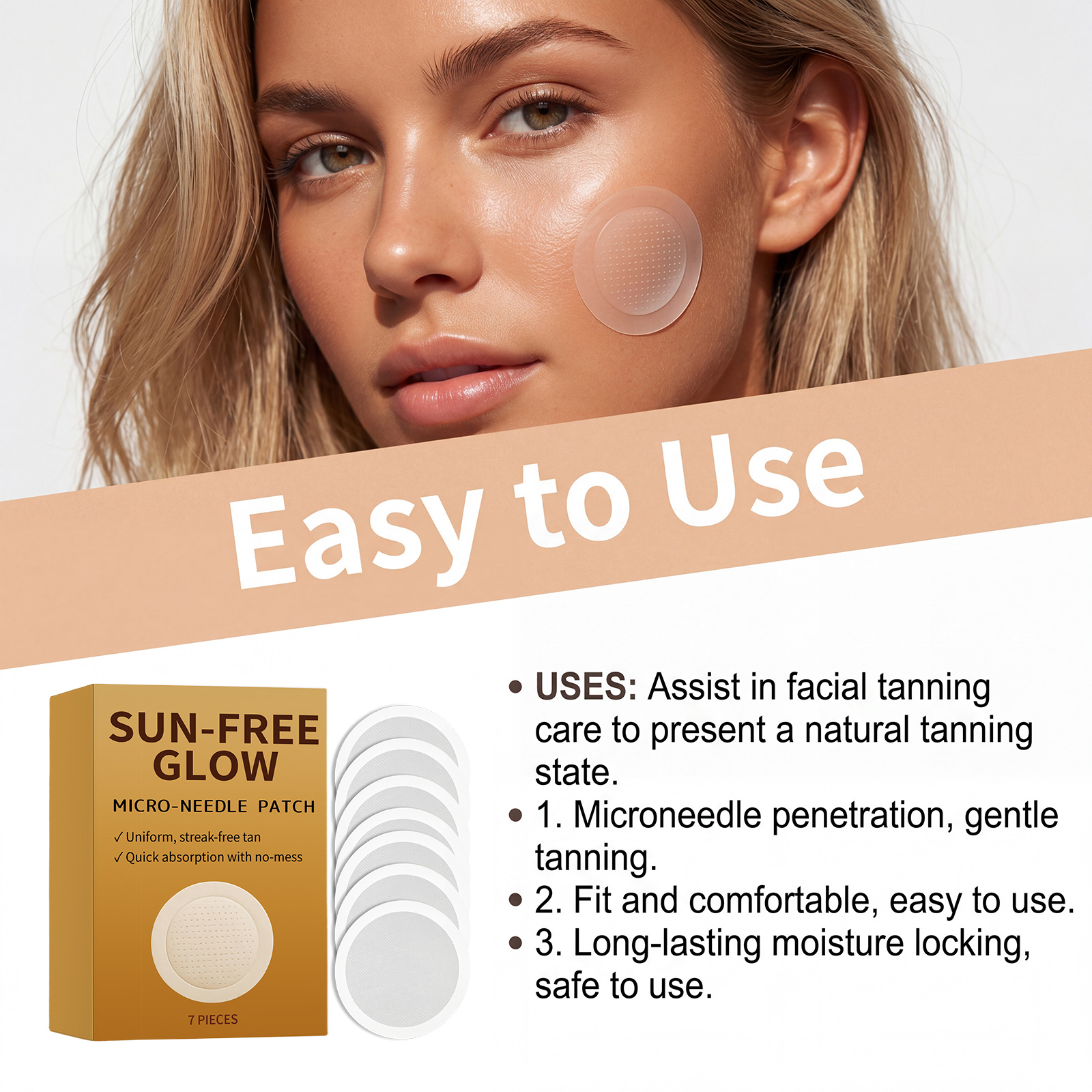 Tanning Care Microneedle Patch Even Skin Tone Natural Sunless Mild Skin Care Protect Skin Surface Body Dermis Epidermis