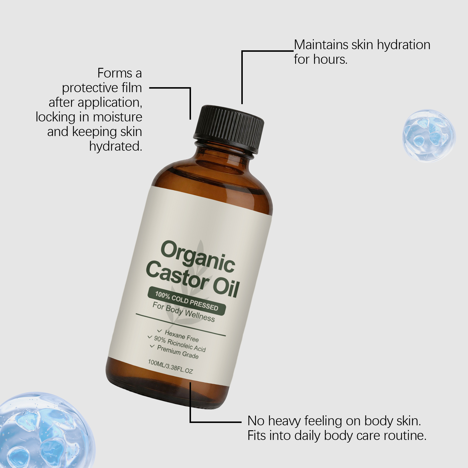 Soft Castor Oil Mild Silky Smooth Hydrating Contain Castor Seed Oil Gentle Sensitive Skin Care Liquid