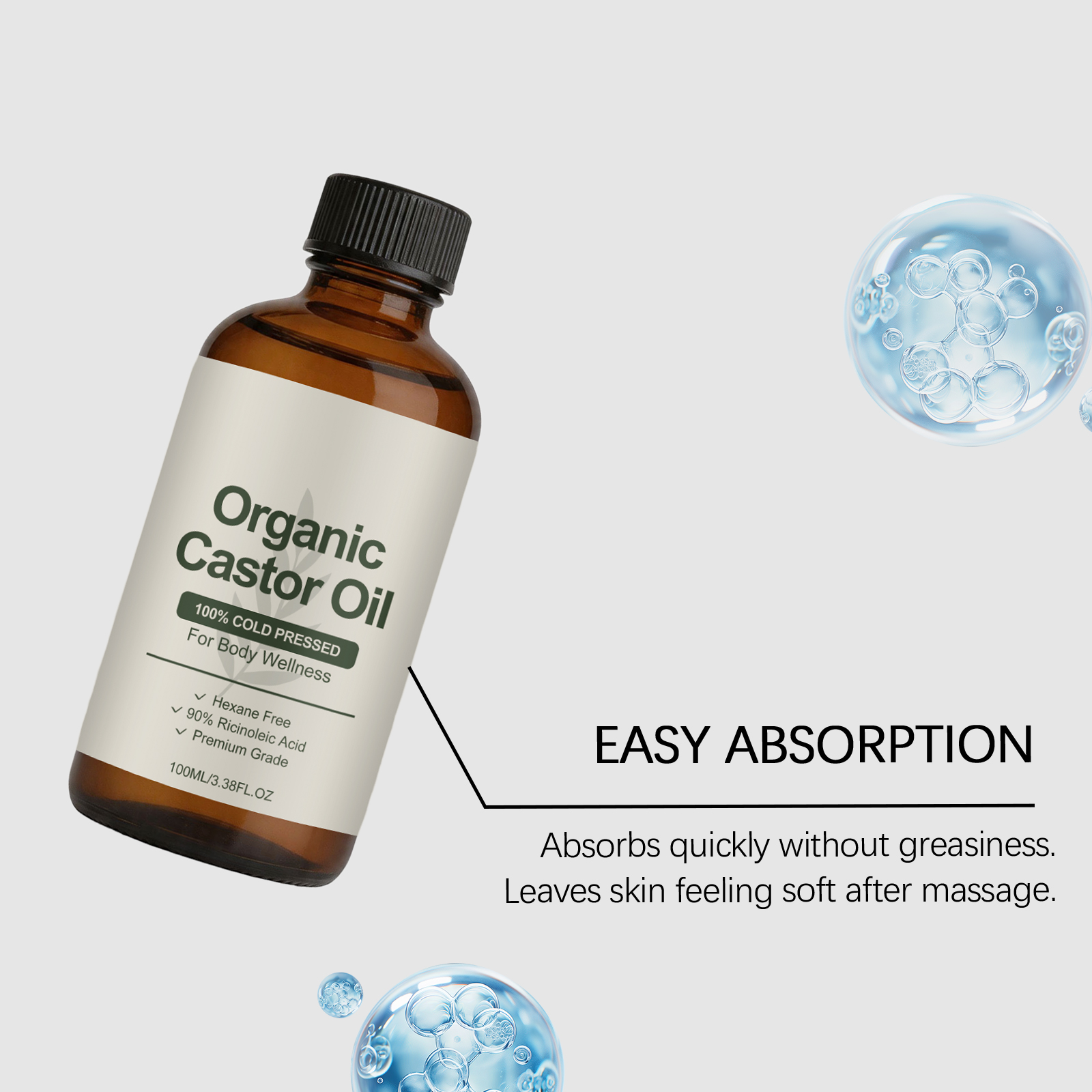 Soft Castor Oil Mild Silky Smooth Hydrating Contain Castor Seed Oil Gentle Sensitive Skin Care Liquid