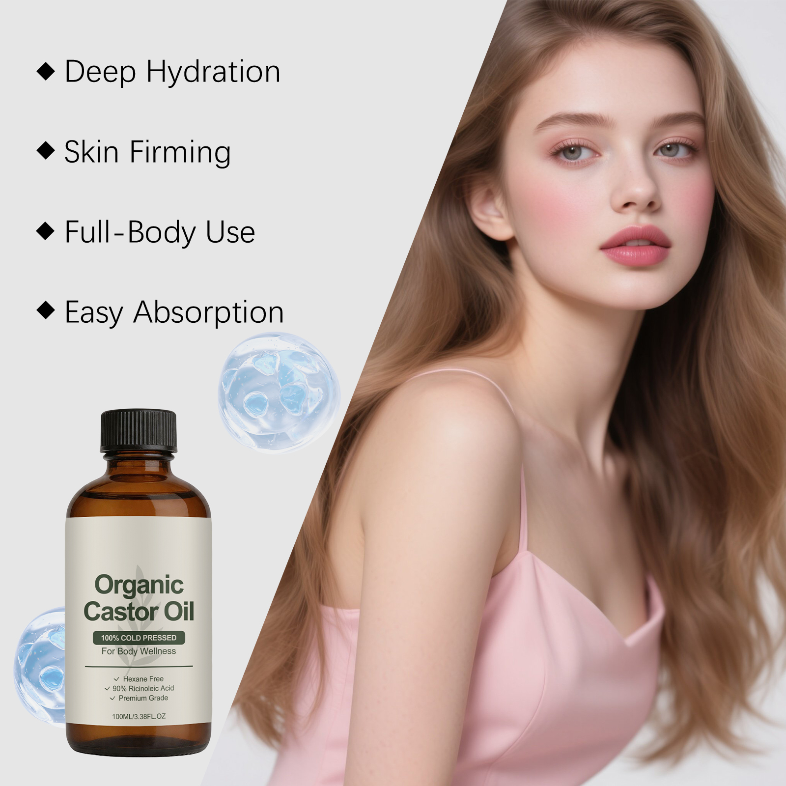 Soft Castor Oil Mild Silky Smooth Hydrating Contain Castor Seed Oil Gentle Sensitive Skin Care Liquid