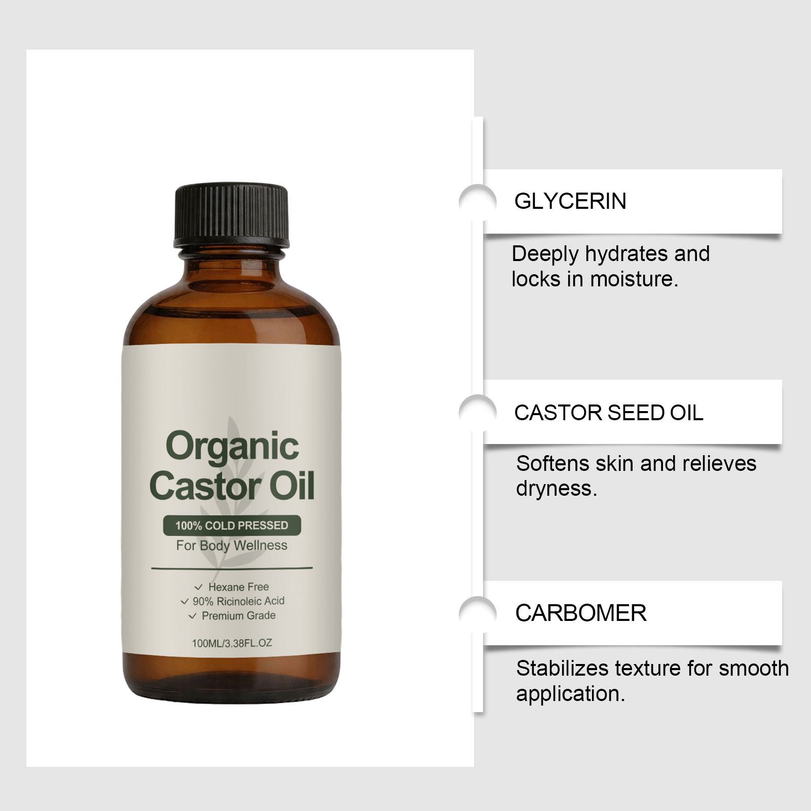 Soft Castor Oil Mild Silky Smooth Hydrating Contain Castor Seed Oil Gentle Sensitive Skin Care Liquid