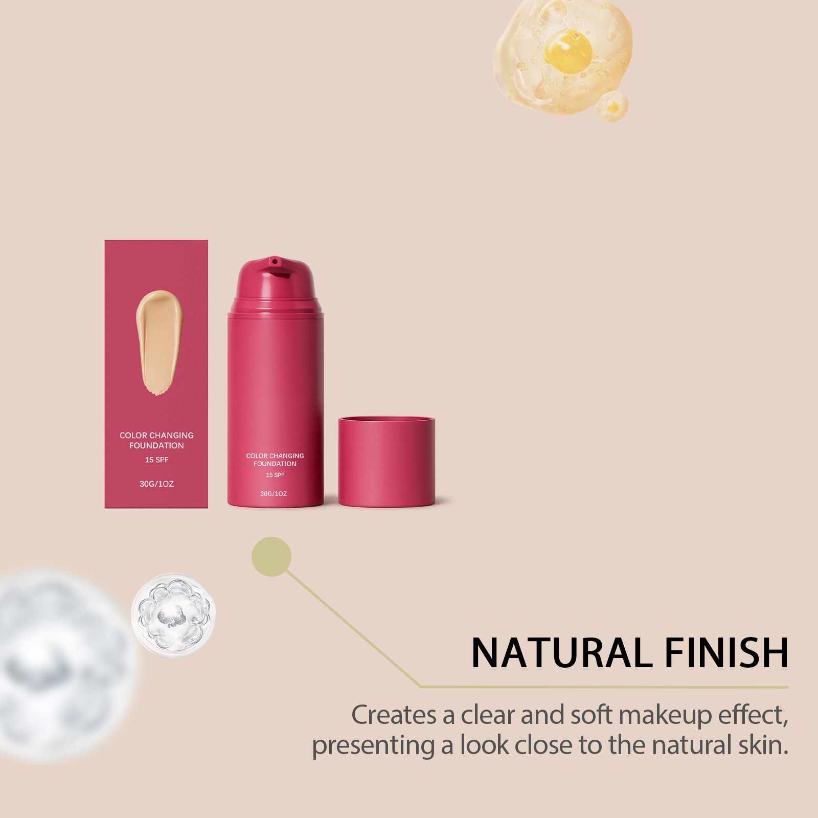 Natural Warm Tone Adjust Foundation Facial Even Soft Makeup Longwear Glossy Delicate Sheer Liquid Base Skin Cosmetic