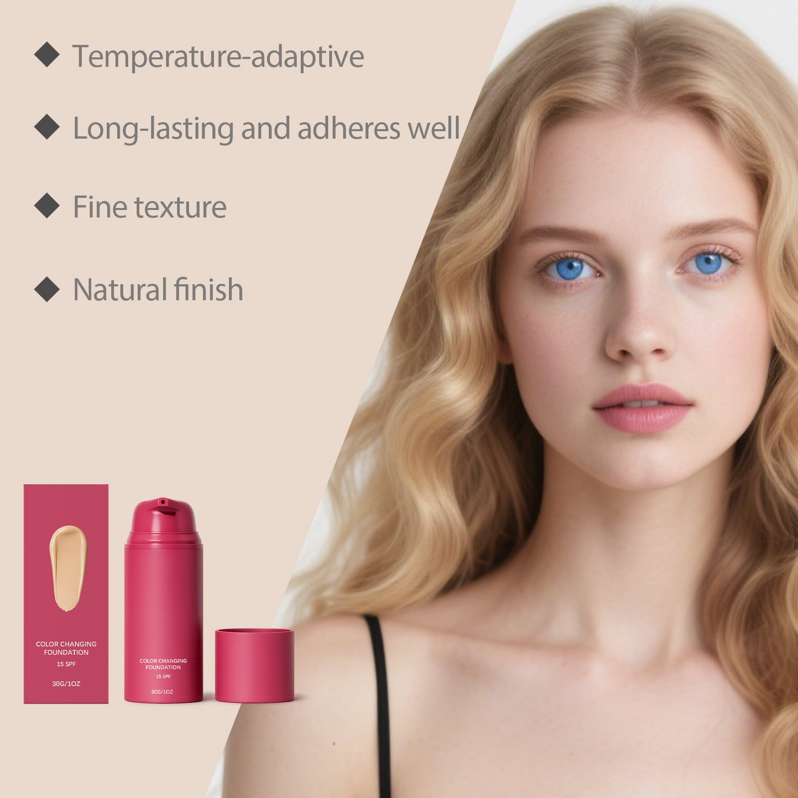 Natural Warm Tone Adjust Foundation Facial Even Soft Makeup Longwear Glossy Delicate Sheer Liquid Base Skin Cosmetic