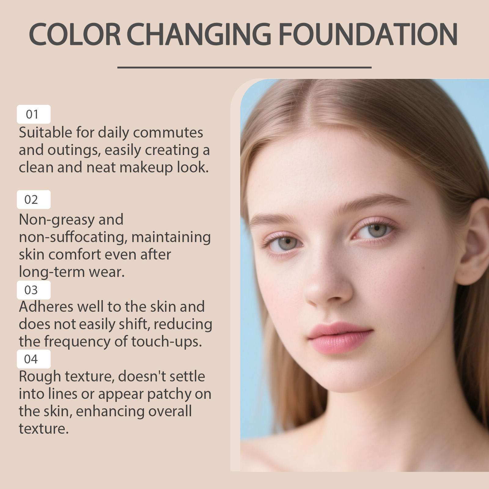 Natural Warm Tone Adjust Foundation Facial Even Soft Makeup Longwear Glossy Delicate Sheer Liquid Base Skin Cosmetic