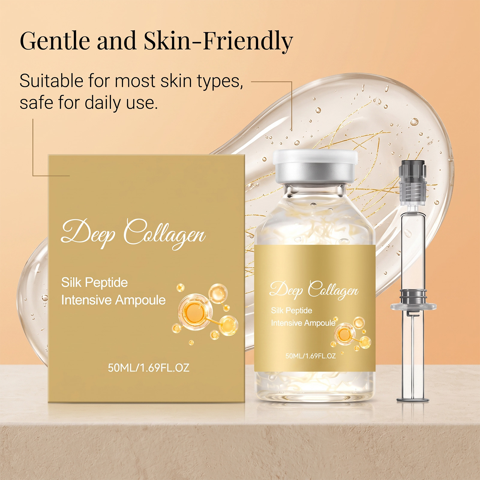 Collagen Silk Peptide Soft Moist Ampoule Facial Skin Care Essence Concentrate Daily Beauty Hydrating Repair Serum Treatment