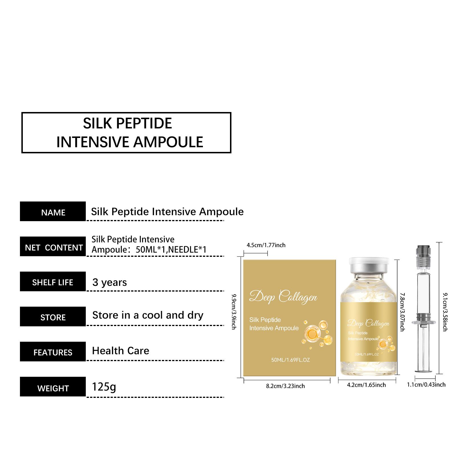 Collagen Silk Peptide Soft Moist Ampoule Facial Skin Care Essence Concentrate Daily Beauty Hydrating Repair Serum Treatment