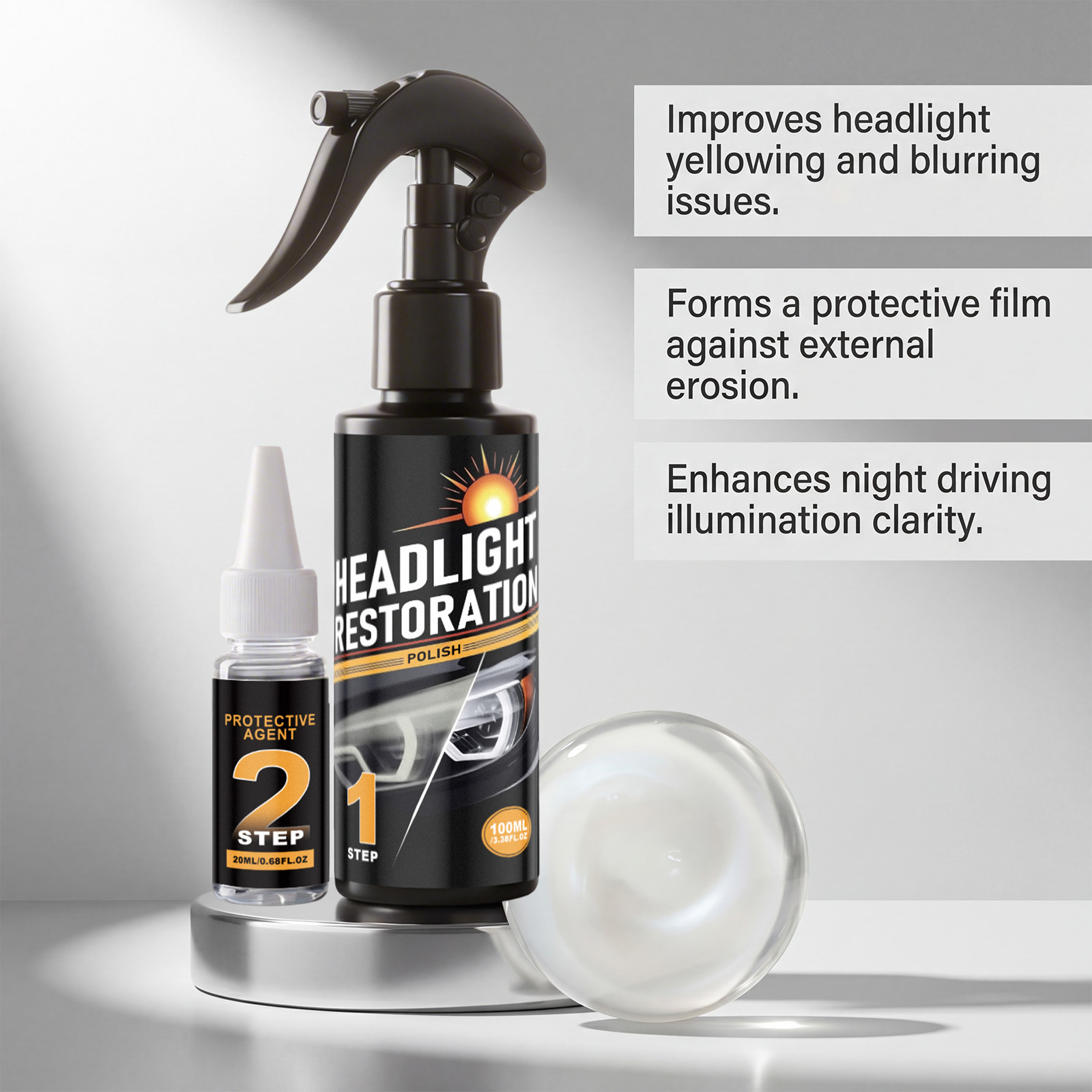 Car Headlight Care Kit Daily Refurbish Clean Decontaminate Surface Protect Clear Maintenance Agent For Vehicle Lamp