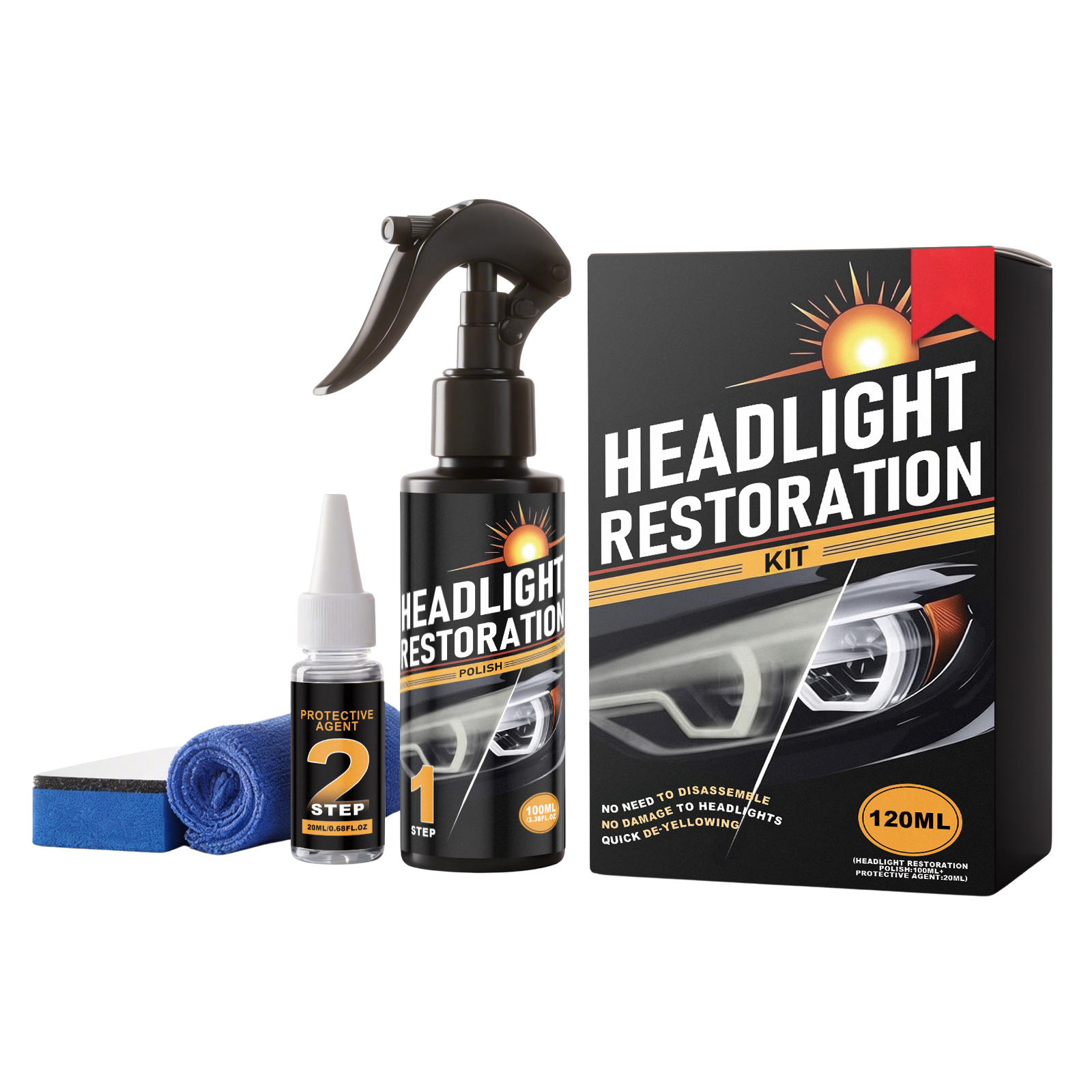 Car Headlight Care Kit Daily Refurbish Clean Decontaminate Surface Protect Clear Maintenance Agent For Vehicle Lamp