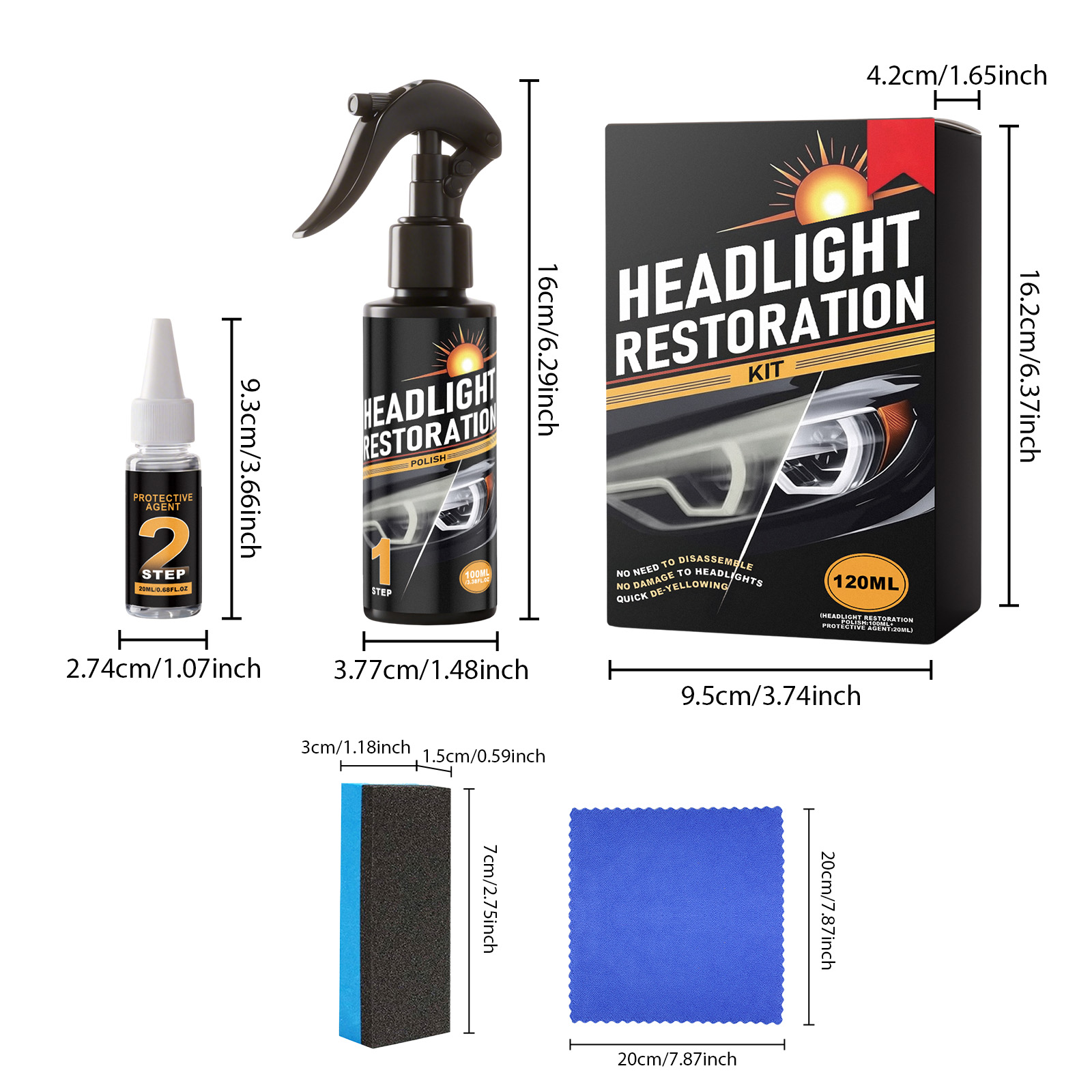 Car Headlight Care Kit Daily Refurbish Clean Decontaminate Surface Protect Clear Maintenance Agent For Vehicle Lamp