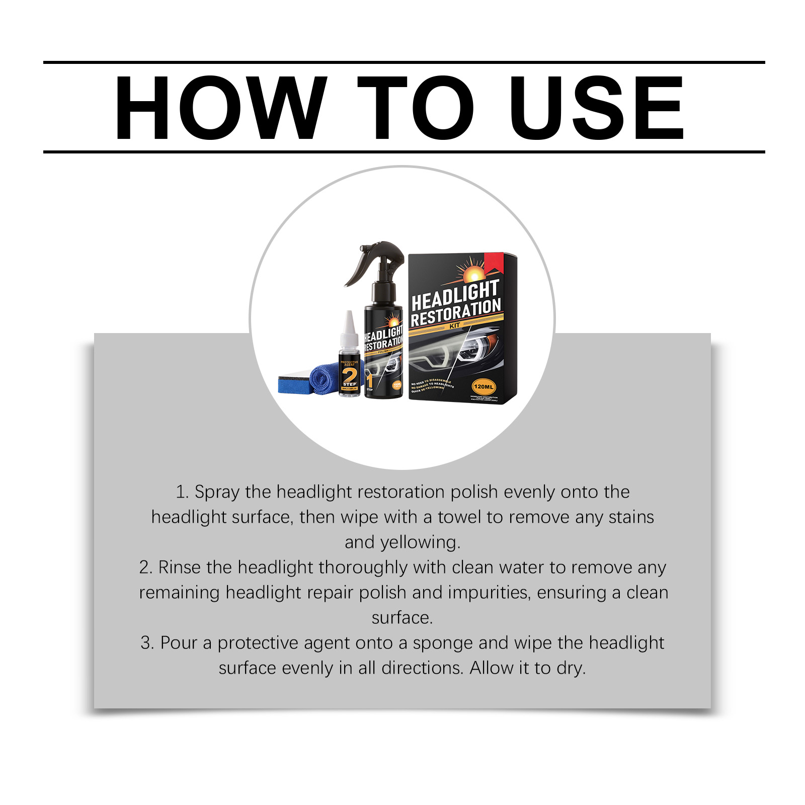 Car Headlight Care Kit Daily Refurbish Clean Decontaminate Surface Protect Clear Maintenance Agent For Vehicle Lamp