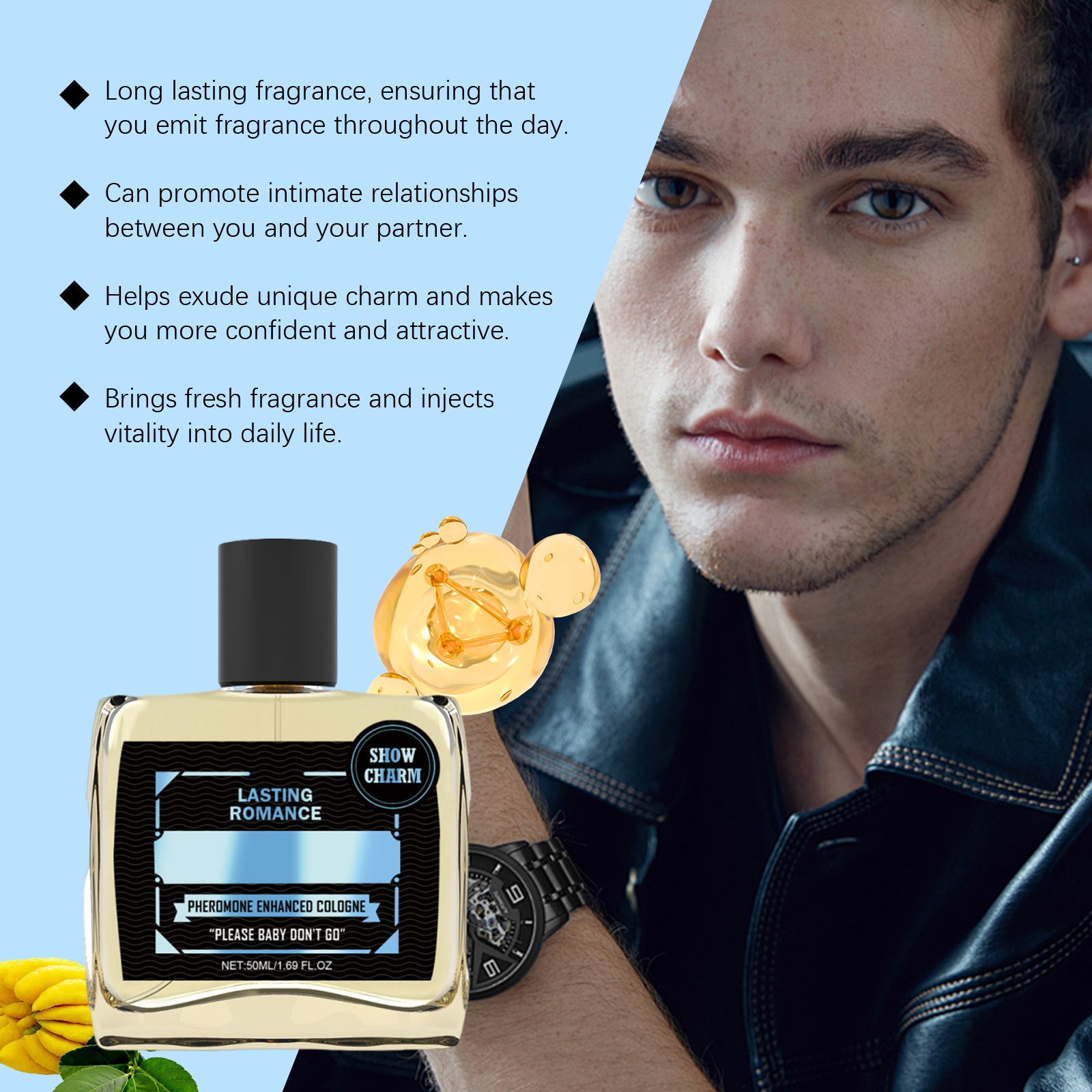 Male Pheromone Cologne Perfume Long Lasting Fresh Mild Natural Attractive Scent For Men Daily Personal Use