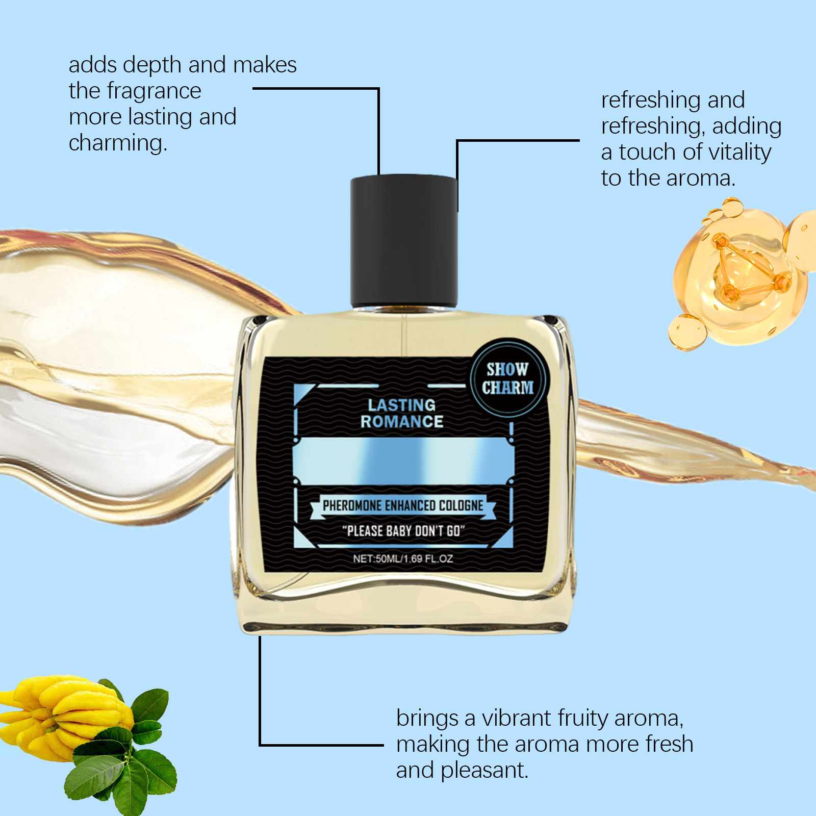 Male Pheromone Cologne Perfume Long Lasting Fresh Mild Natural Attractive Scent For Men Daily Personal Use