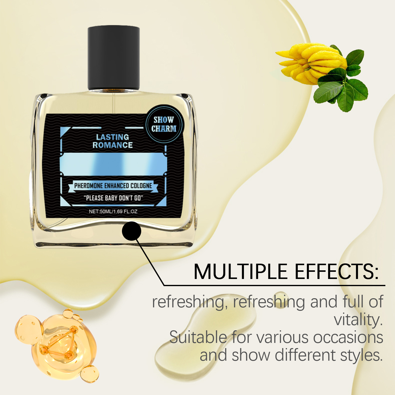 Male Pheromone Cologne Perfume Long Lasting Fresh Mild Natural Attractive Scent For Men Daily Personal Use