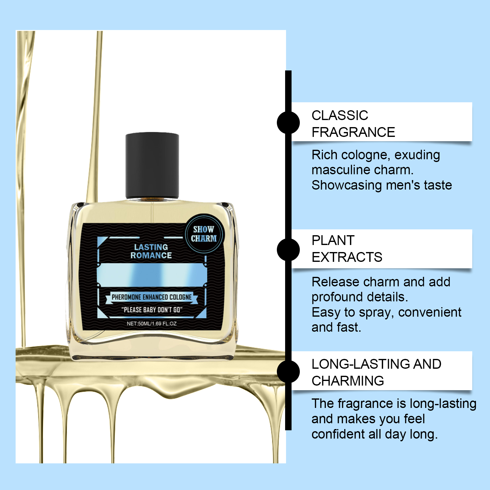 Male Pheromone Cologne Perfume Long Lasting Fresh Mild Natural Attractive Scent For Men Daily Personal Use