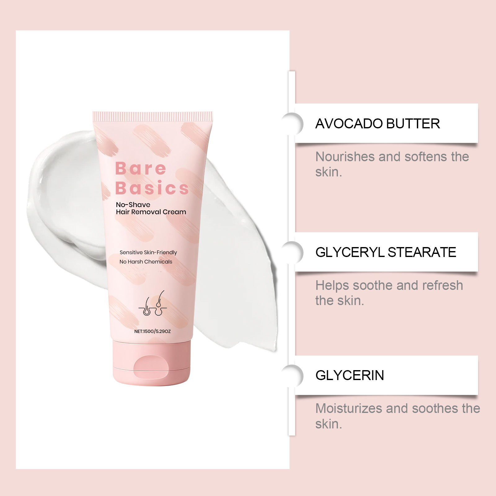 Body Depilatory Cream Mild Cleansing Smooth Delicate Non Irritating Hydrating Comfortable Refreshing Whole Body Skin
