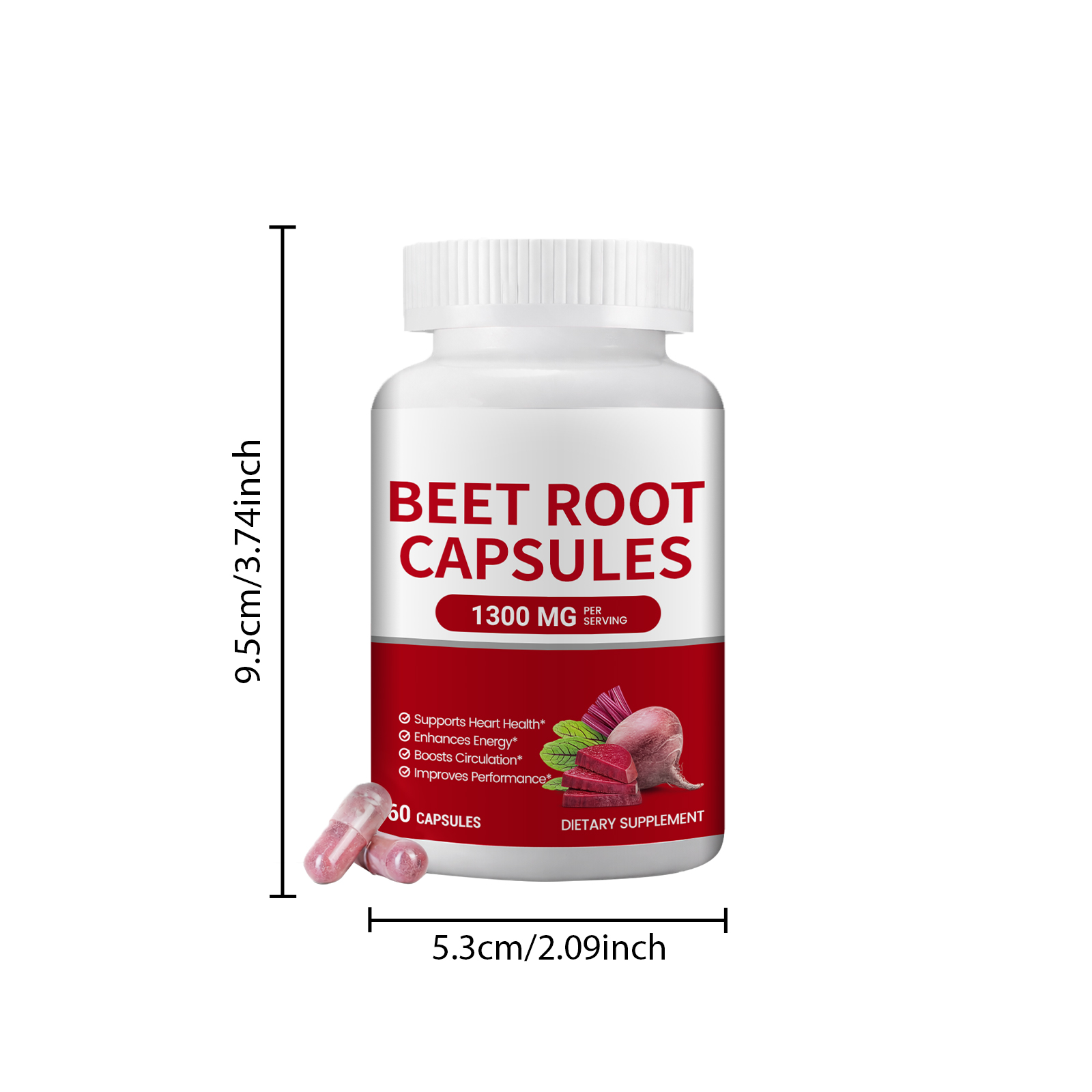 Beetroot Energy Nutrition Capsules Oral Lessen Daily Exercise Fatigue Sustain Physical Strength Stamina Nutritional Supplement