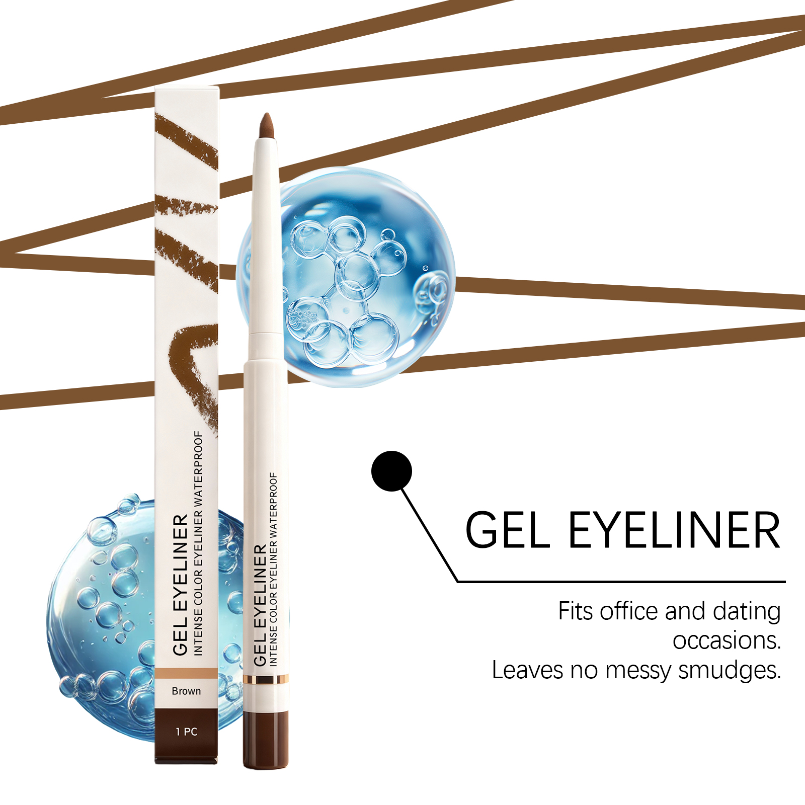 (Black) Matte Waterproof Eye Liner Pen Natural Anti Smudge Easy Grip Silky Smooth Rich Color Eye Beauty