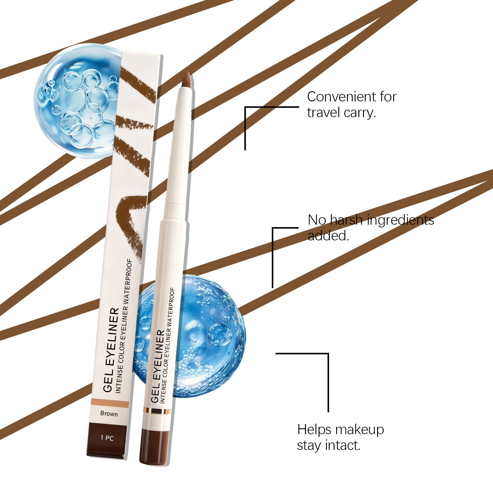 (Black) Matte Waterproof Eye Liner Pen Natural Anti Smudge Easy Grip Silky Smooth Rich Color Eye Beauty