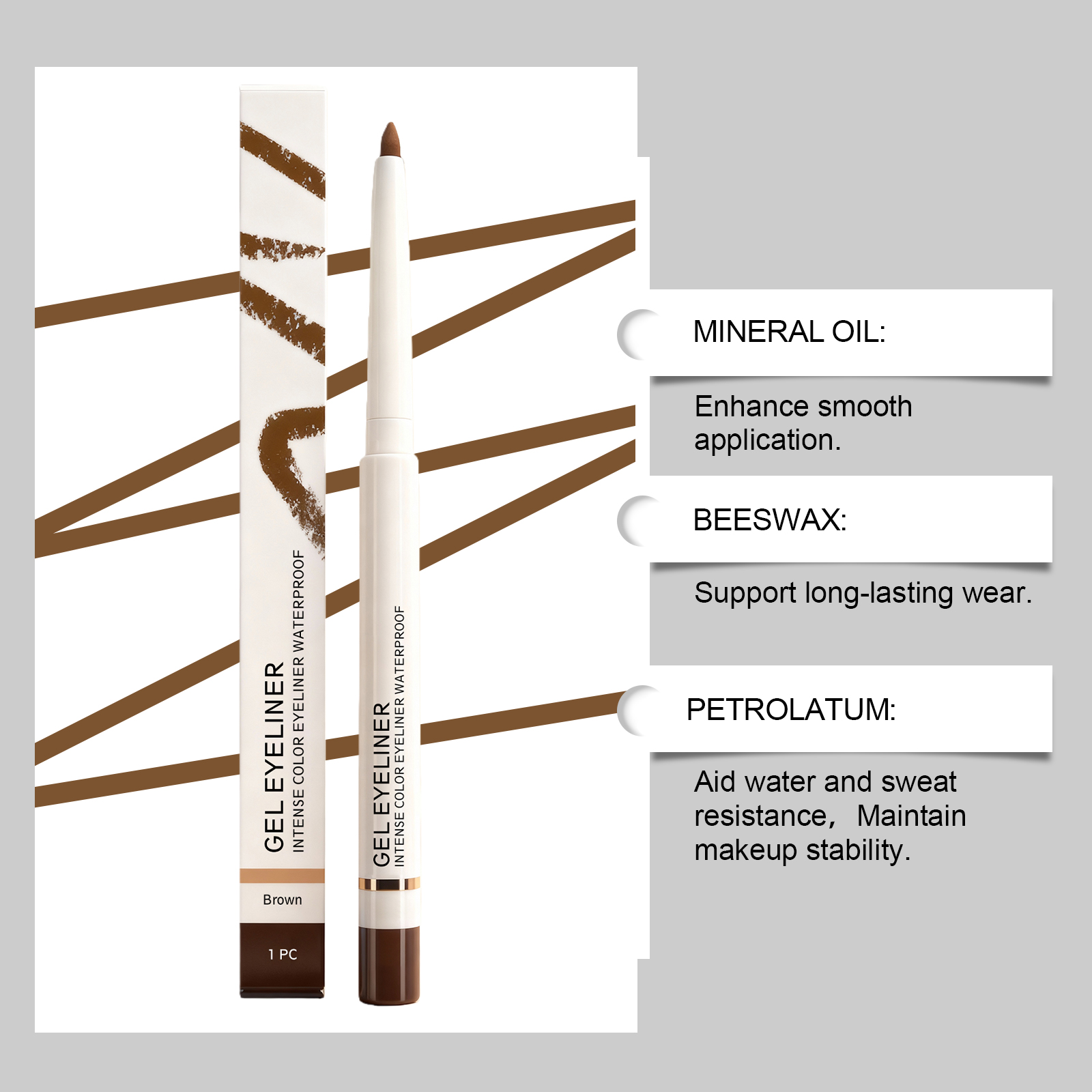 (Black) Matte Waterproof Eye Liner Pen Natural Anti Smudge Easy Grip Silky Smooth Rich Color Eye Beauty