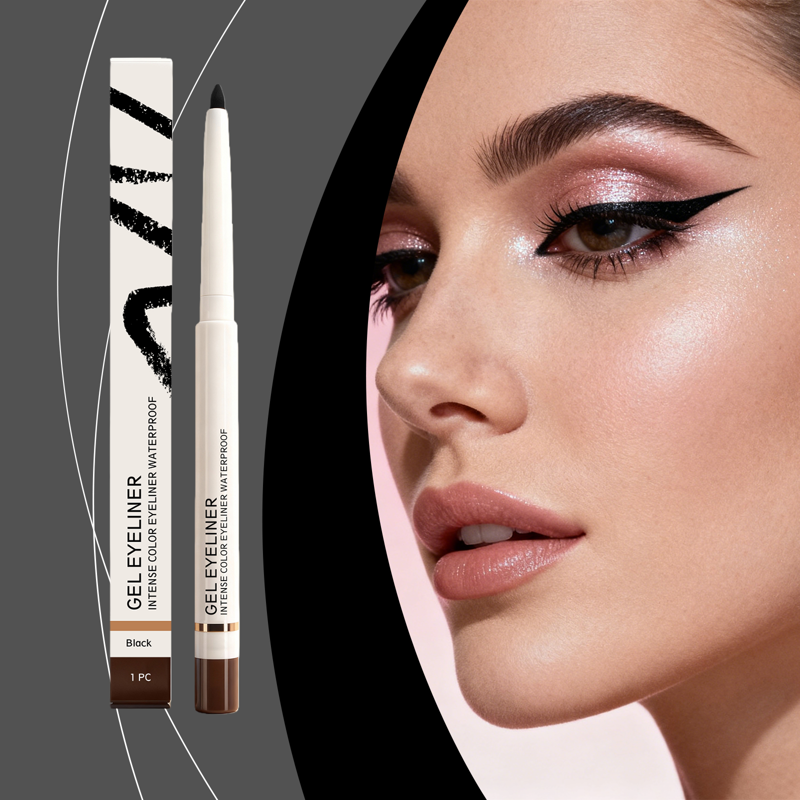 (Black) Matte Waterproof Eye Liner Pen Natural Anti Smudge Easy Grip Silky Smooth Rich Color Eye Beauty