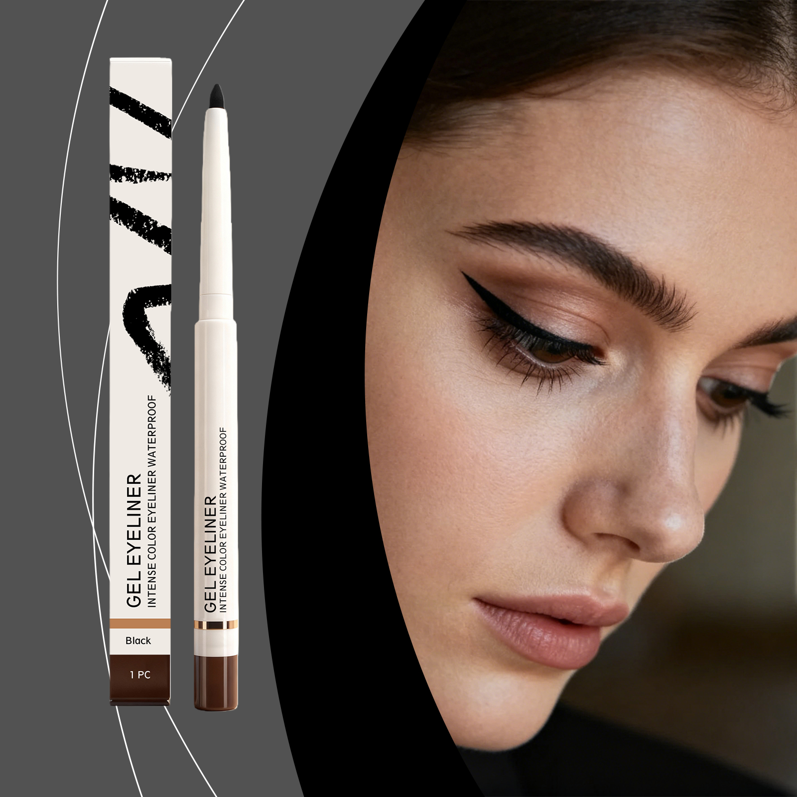 (Black) Matte Waterproof Eye Liner Pen Natural Anti Smudge Easy Grip Silky Smooth Rich Color Eye Beauty