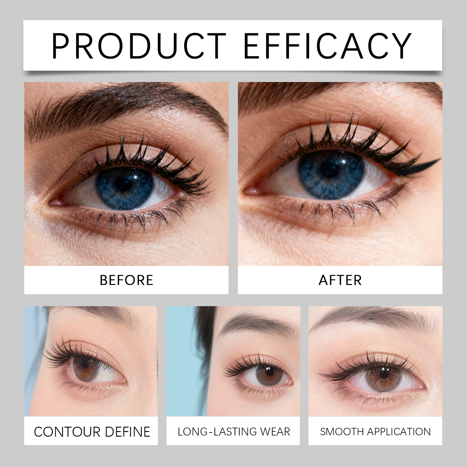 (Black) Matte Waterproof Eye Liner Pen Natural Anti Smudge Easy Grip Silky Smooth Rich Color Eye Beauty