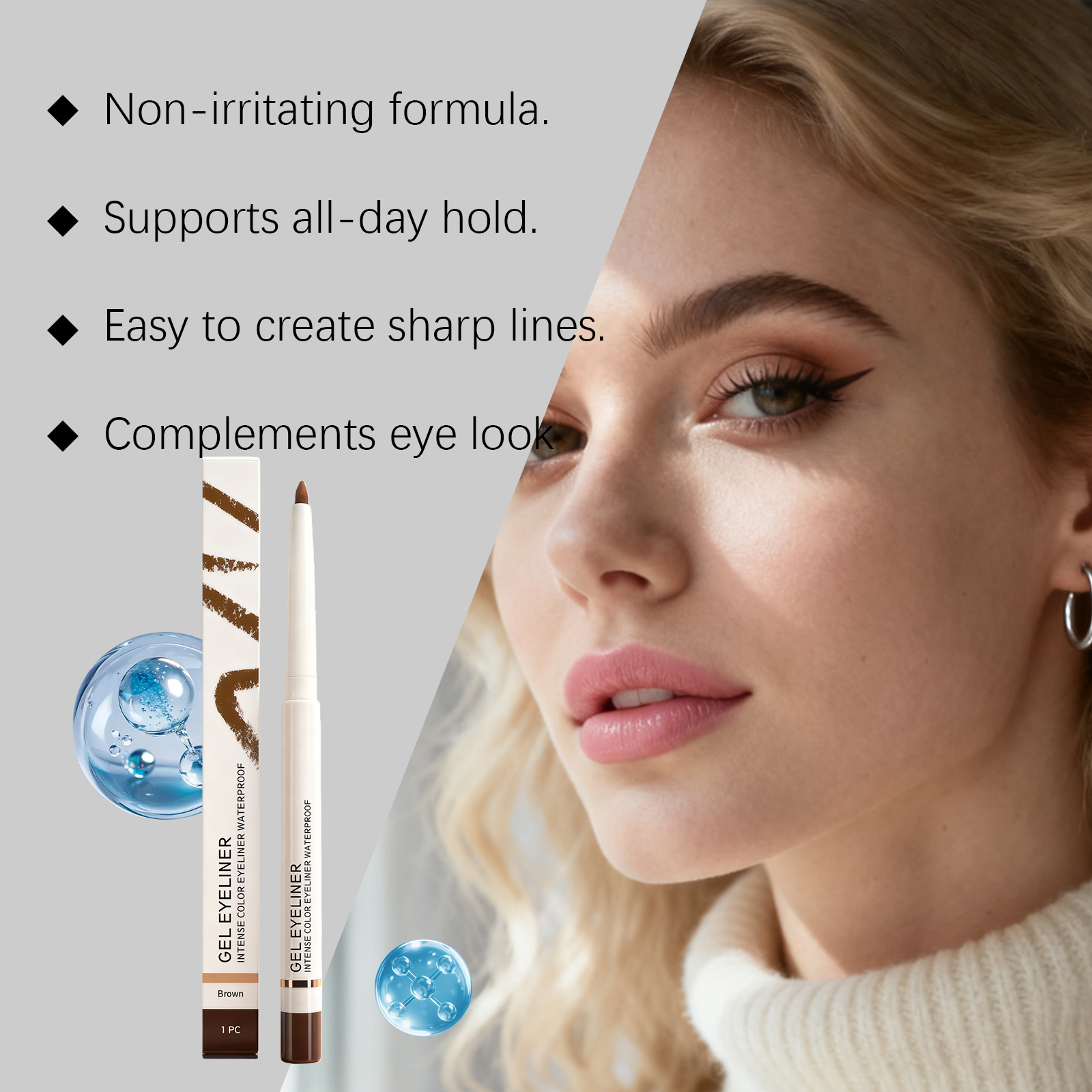 (Black) Matte Waterproof Eye Liner Pen Natural Anti Smudge Easy Grip Silky Smooth Rich Color Eye Beauty