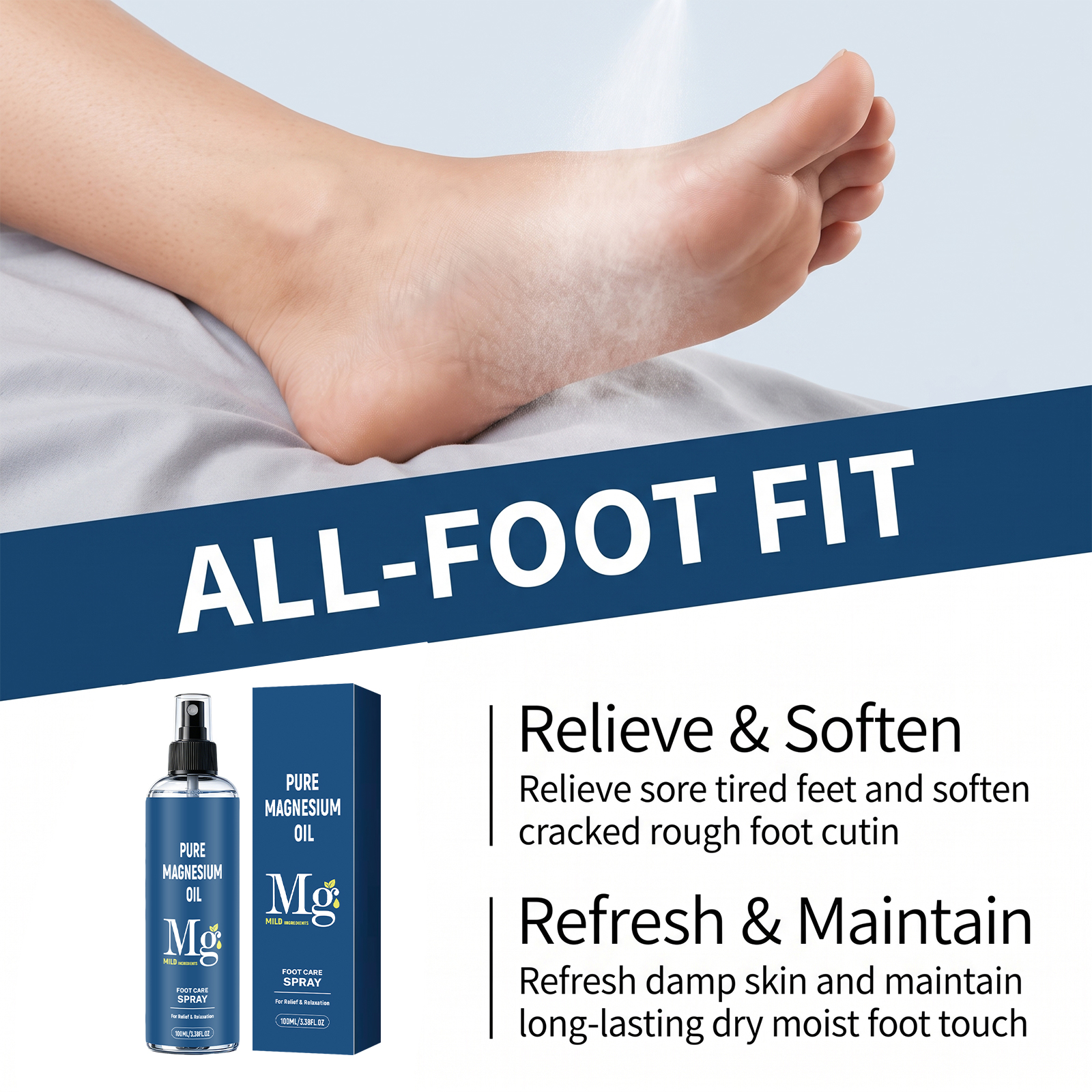 Foot Care Spray Fresh Moist Easy Absorb Dry Convenient Sole Instep Skin Daily Comfort Treatment