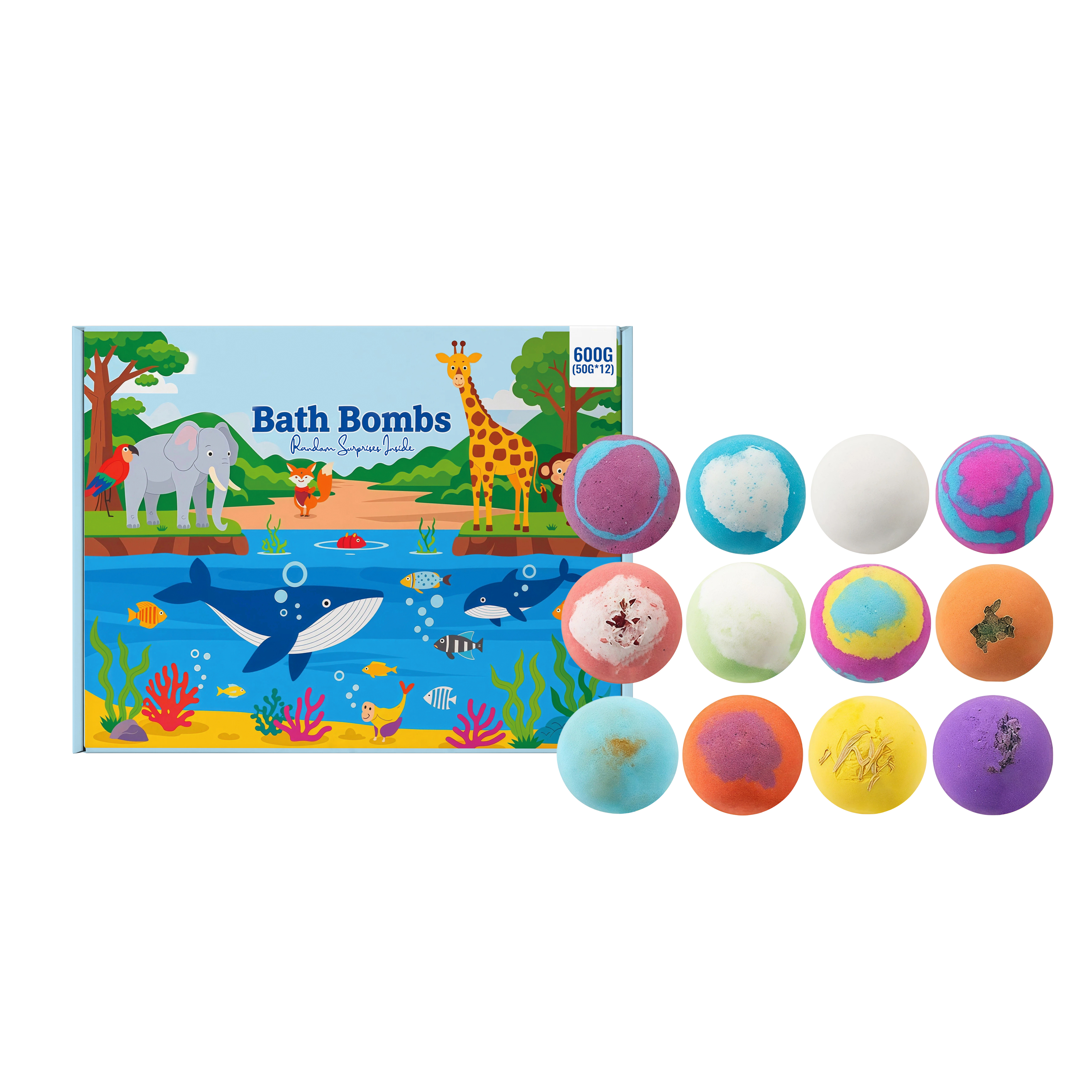 Kids Surprise Bath Bomb Set Fine Foam Mild Clean Moisturize Skin With Random Animal Tiny Toy