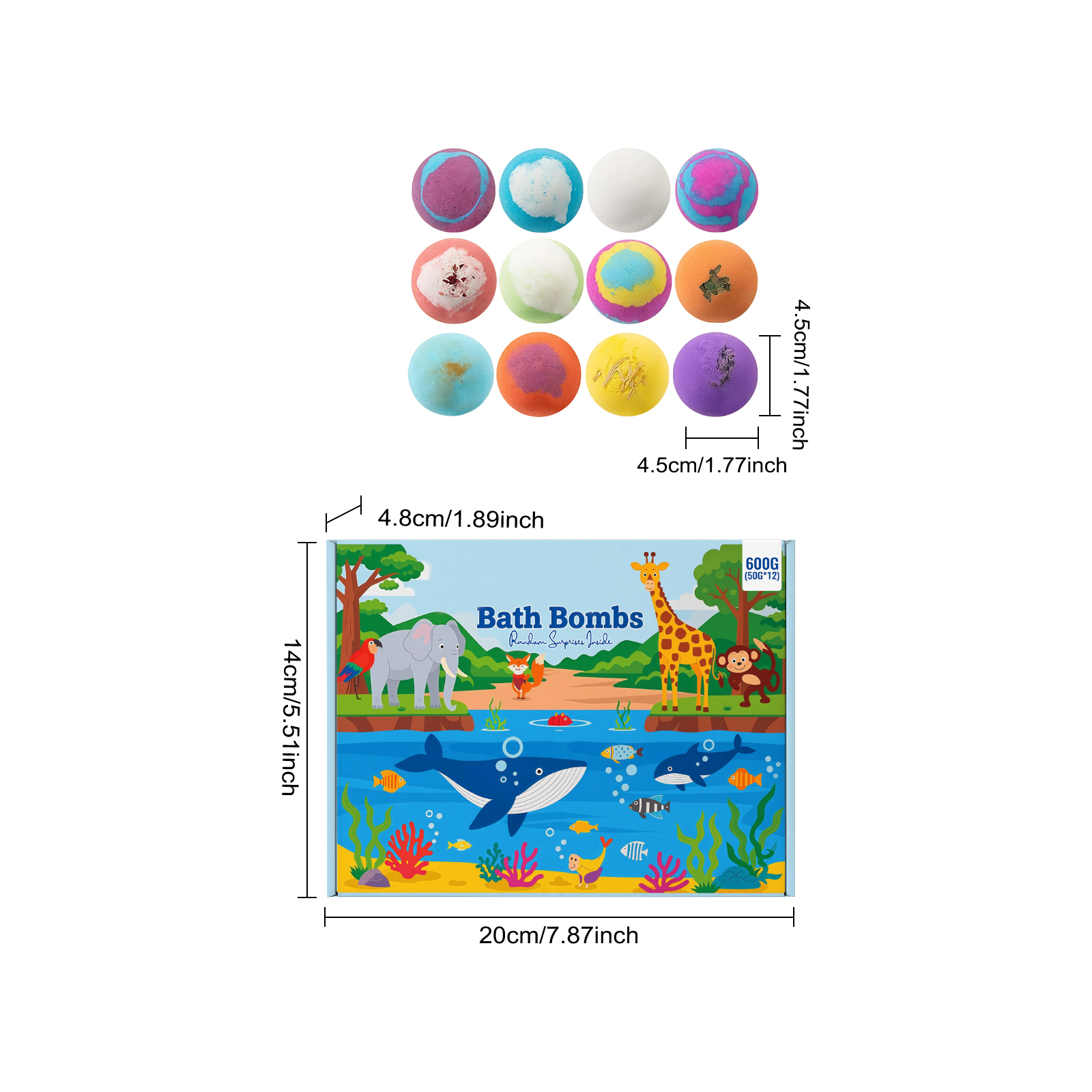 Kids Surprise Bath Bomb Set Fine Foam Mild Clean Moisturize Skin With Random Animal Tiny Toy