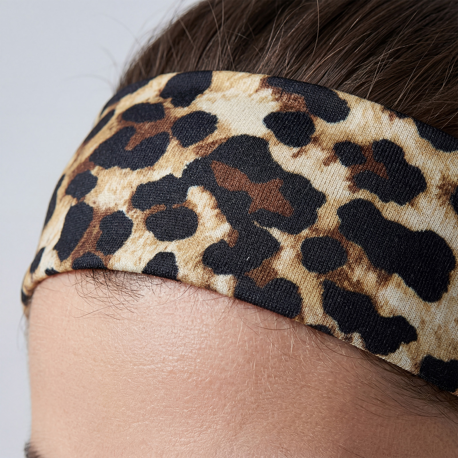(Leopard Print) Elastic Sports Headband Soft Breathable Elastic Texture AntiSlip SweatAbsorbing Stable HairBinding Running Headscarf