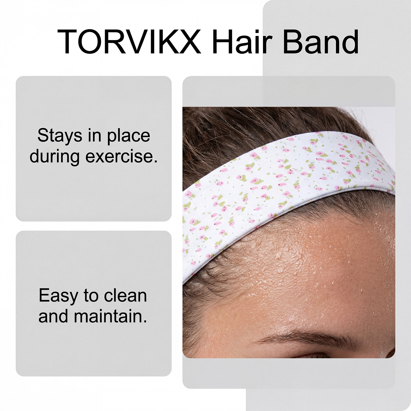 (Leopard Print) Elastic Sports Headband Soft Breathable Elastic Texture AntiSlip SweatAbsorbing Stable HairBinding Running Headscarf
