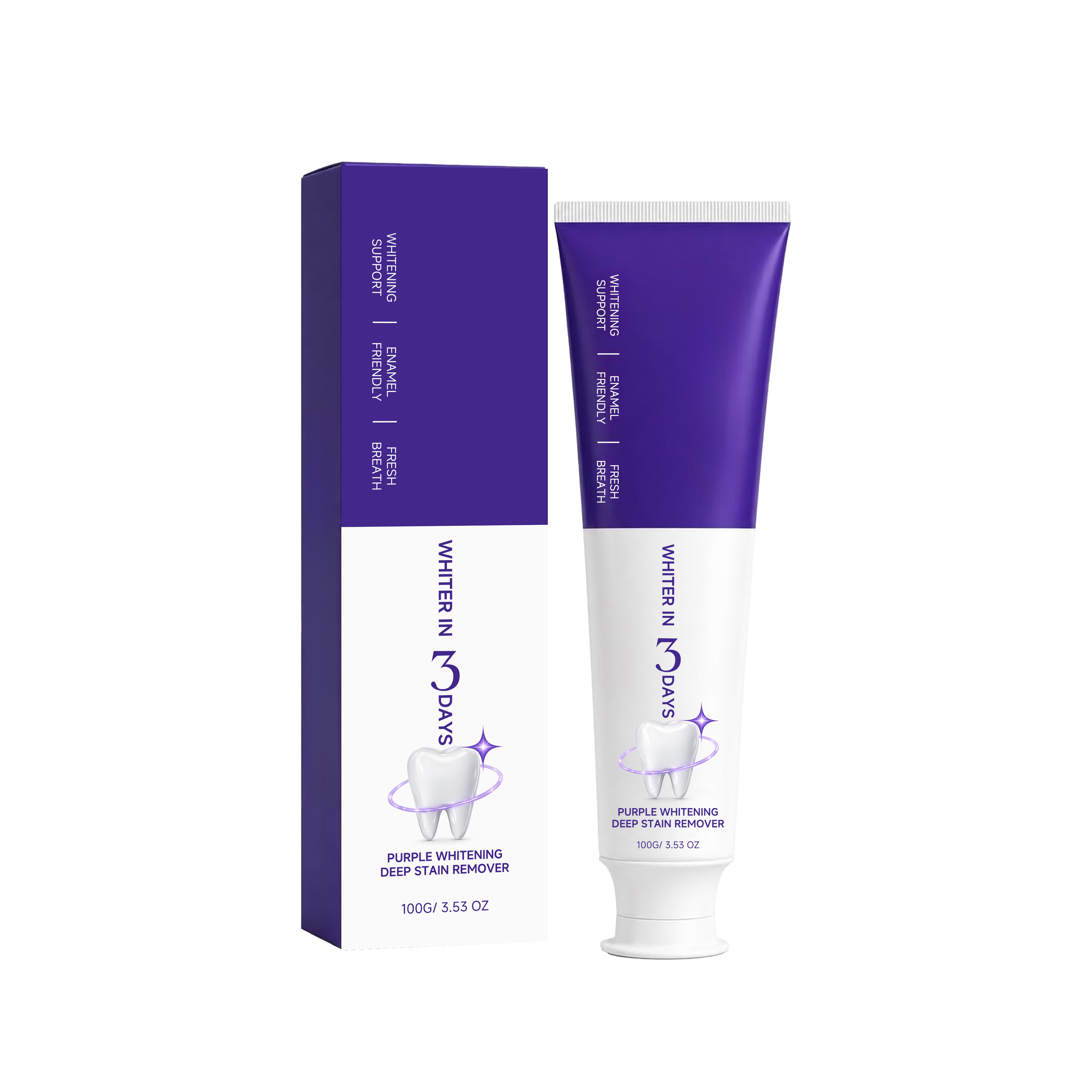 Purple Toothpaste Gentle Clean Teeth Remove Yellow Stains Fresh Soft Comfort Oral Care