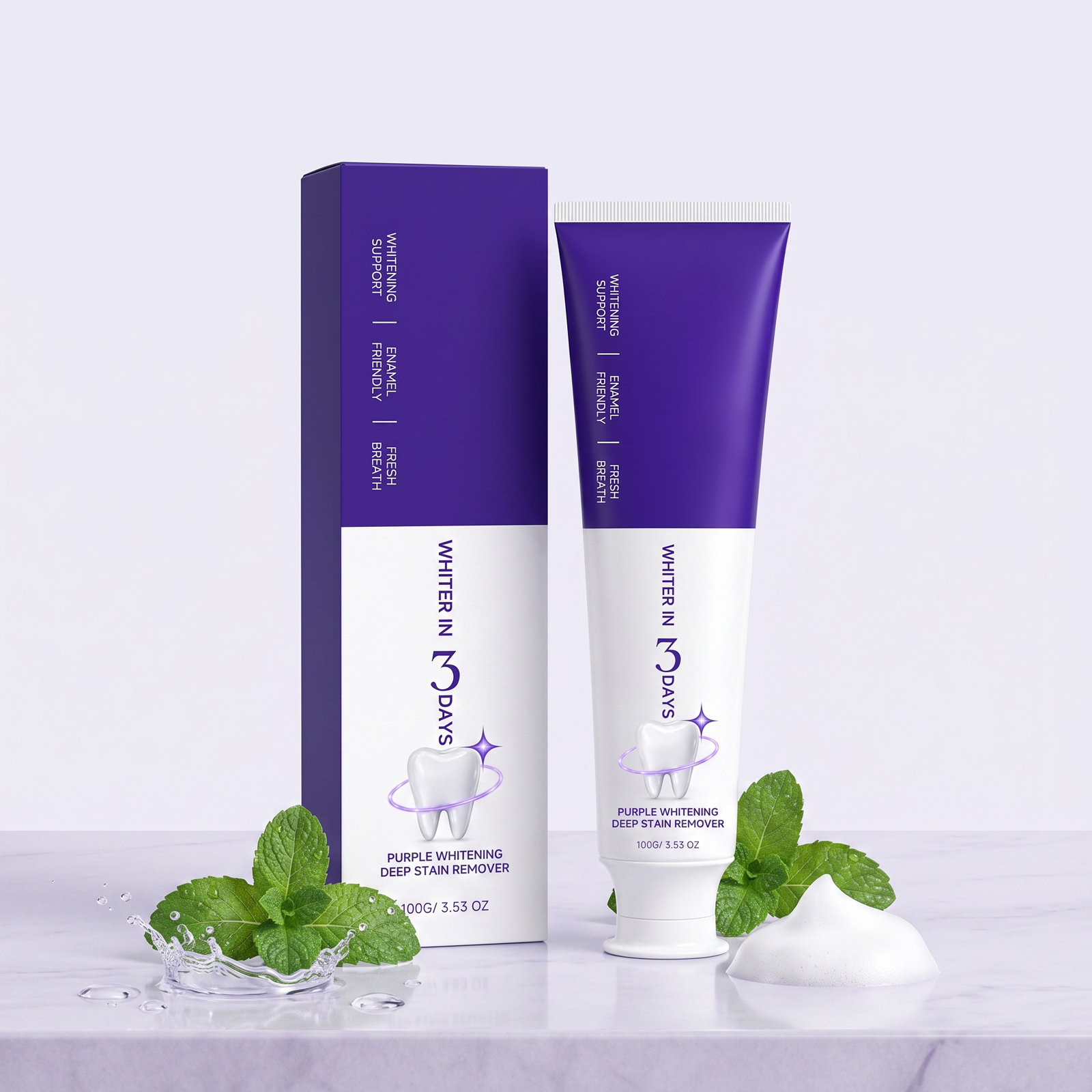 Purple Toothpaste Gentle Clean Teeth Remove Yellow Stains Fresh Soft Comfort Oral Care