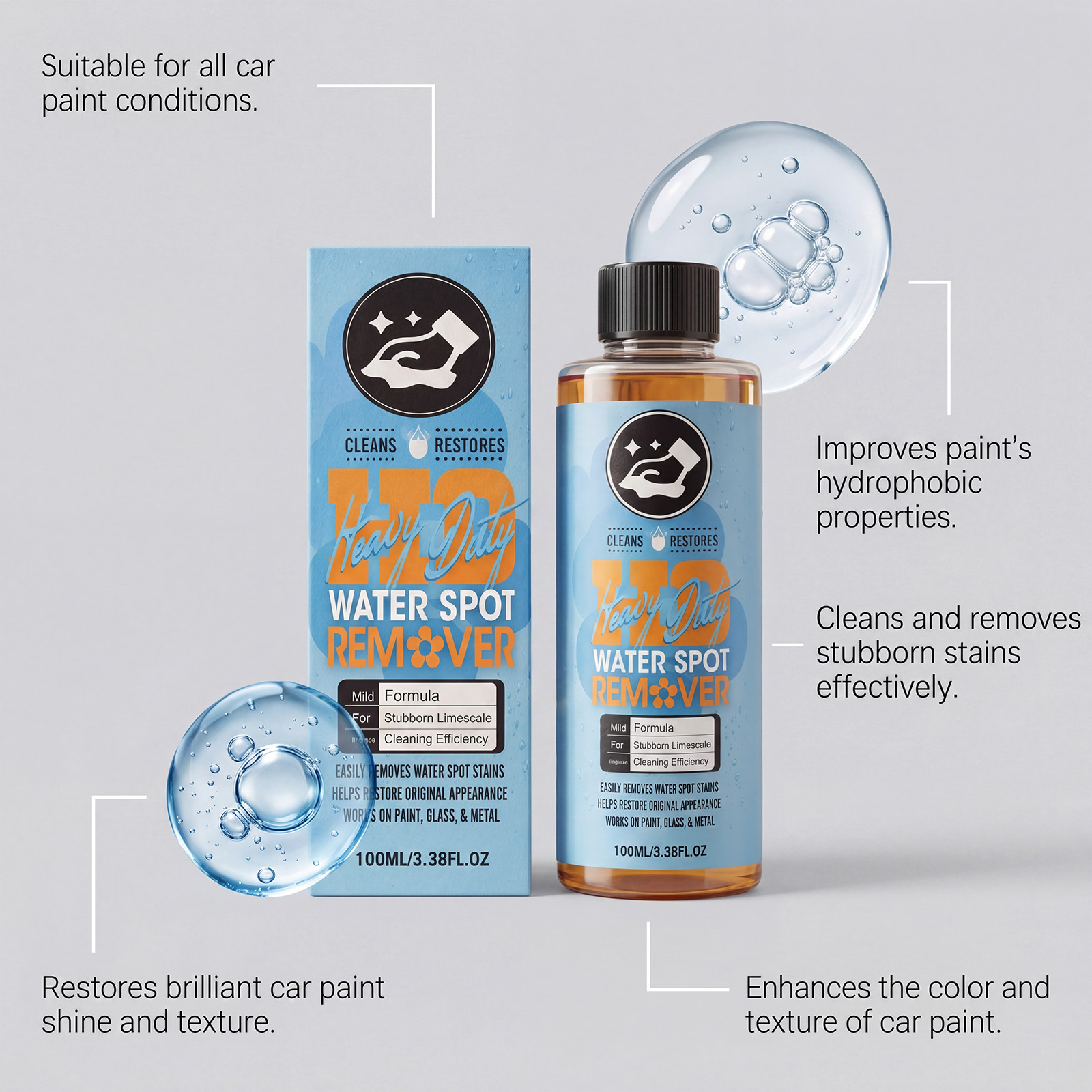 Car Water Stain Cleaner Efficient Detergent For Windshield Window Daily Gloss Maintenance