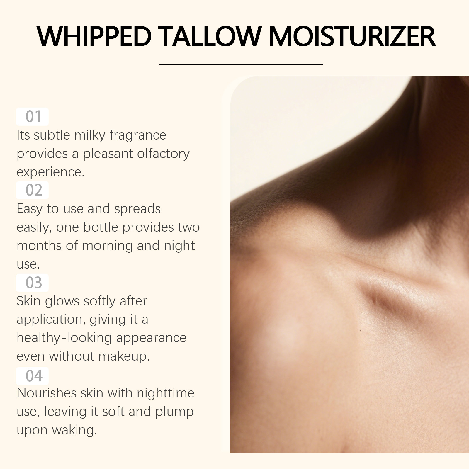 Tallow Moisturizing Cream For Body Skin Smooth Delicate Elastic Hydrating Soft Nourishing Care Lotion